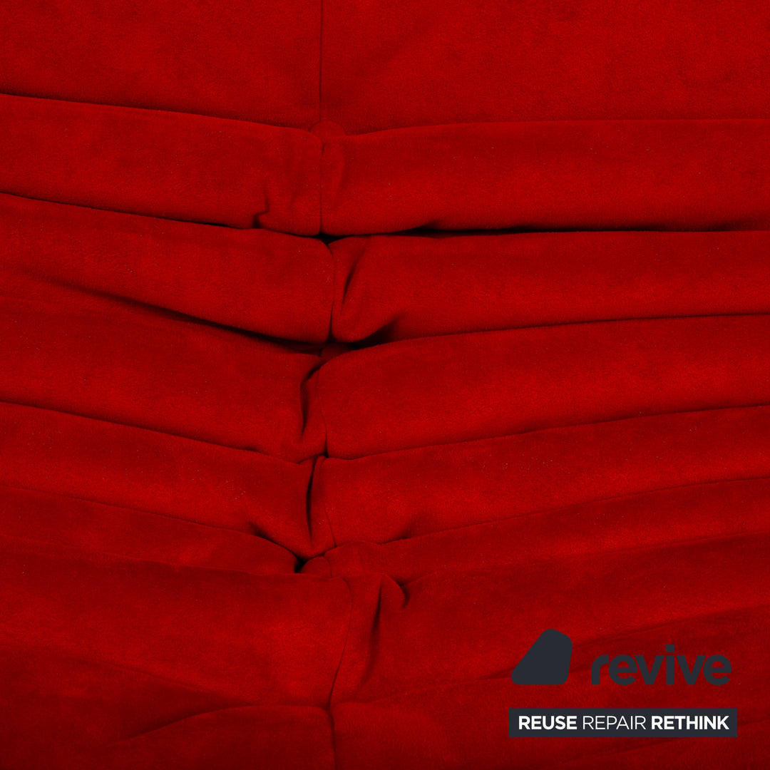 Ligne Roset Togo Alcantara Two-Seater Red Sofa Couch