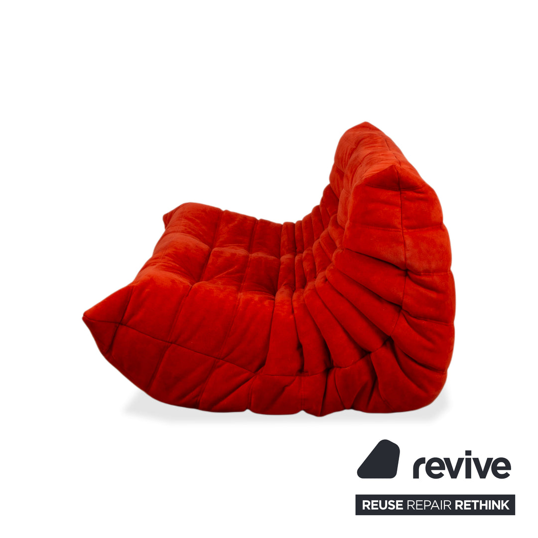 Ligne Roset Togo Alcantara Two-Seater Red Sofa Couch