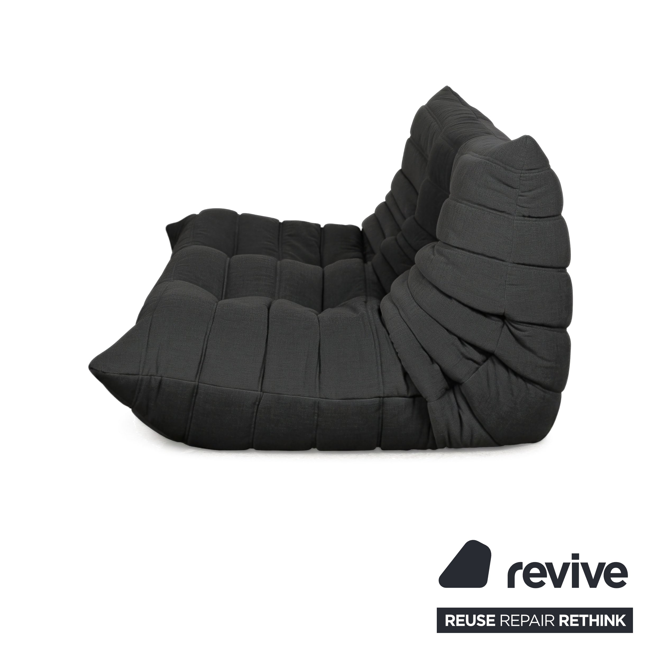 Ligne Roset Togo Zweisitzer Sofa Couch Stoff Schwarz Anthrazit Neubezug