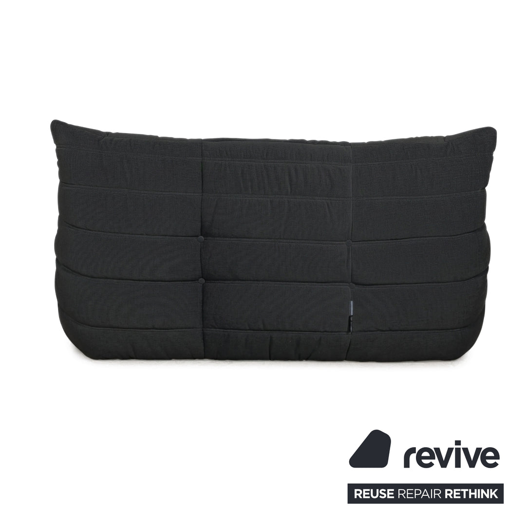 Ligne Roset Togo Zweisitzer Sofa Couch Stoff Schwarz Anthrazit Neubezug