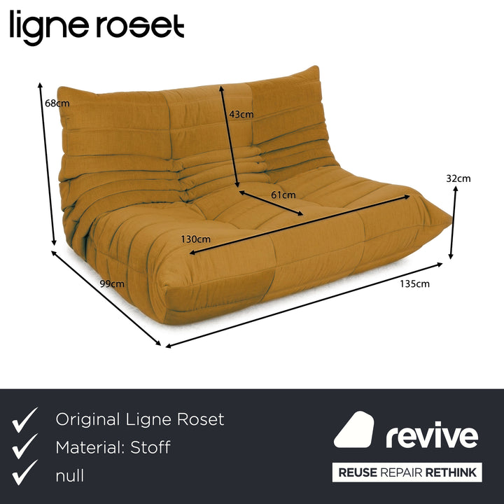 Ligne Roset Togo Stoff Zweisitzer Senfgelb Neubezug
