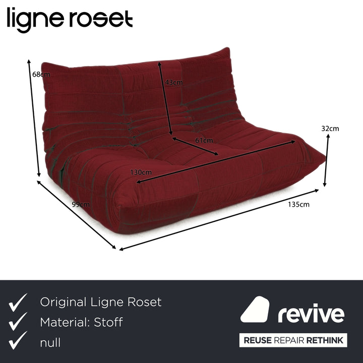 Ligne Roset Togo Stoff Zweisitzer Weinrot Neubezug