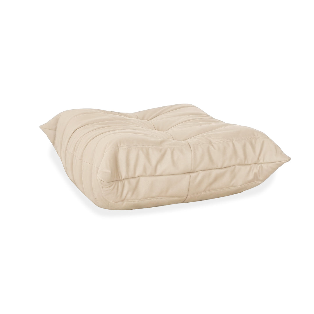 Ligne Roset Togo Cuir Vegan Repose-pieds Beige Taupe Retapissé