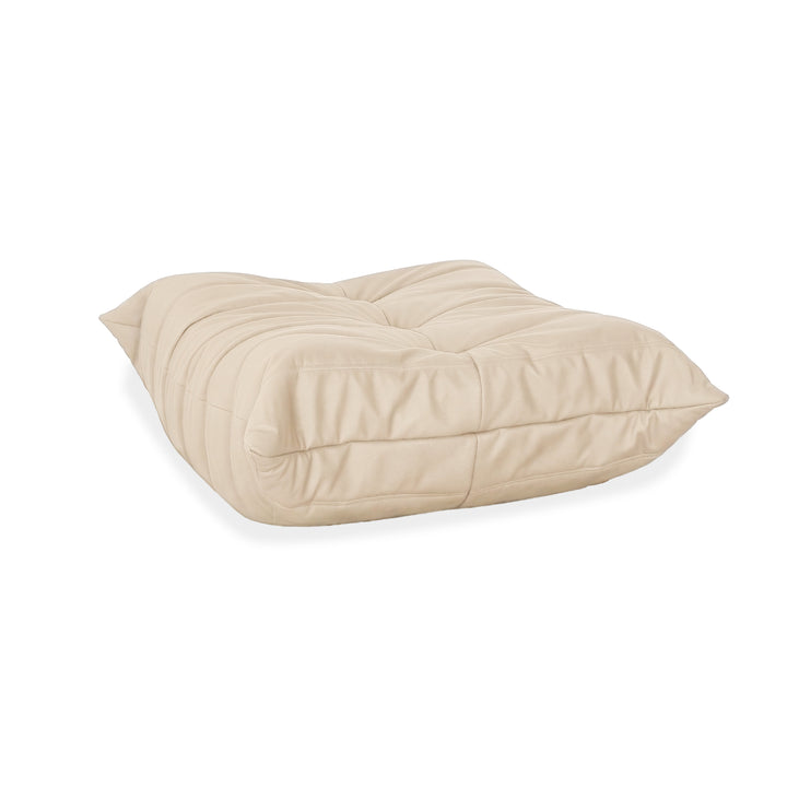 Ligne Roset Togo Cuir Vegan Repose-pieds Beige Taupe Retapissé