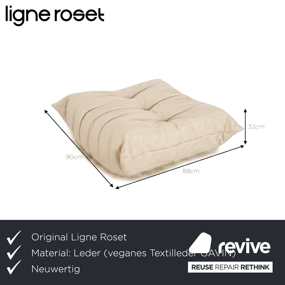 Ligne Roset Togo Cuir Vegan Repose-pieds Beige Taupe Retapissé