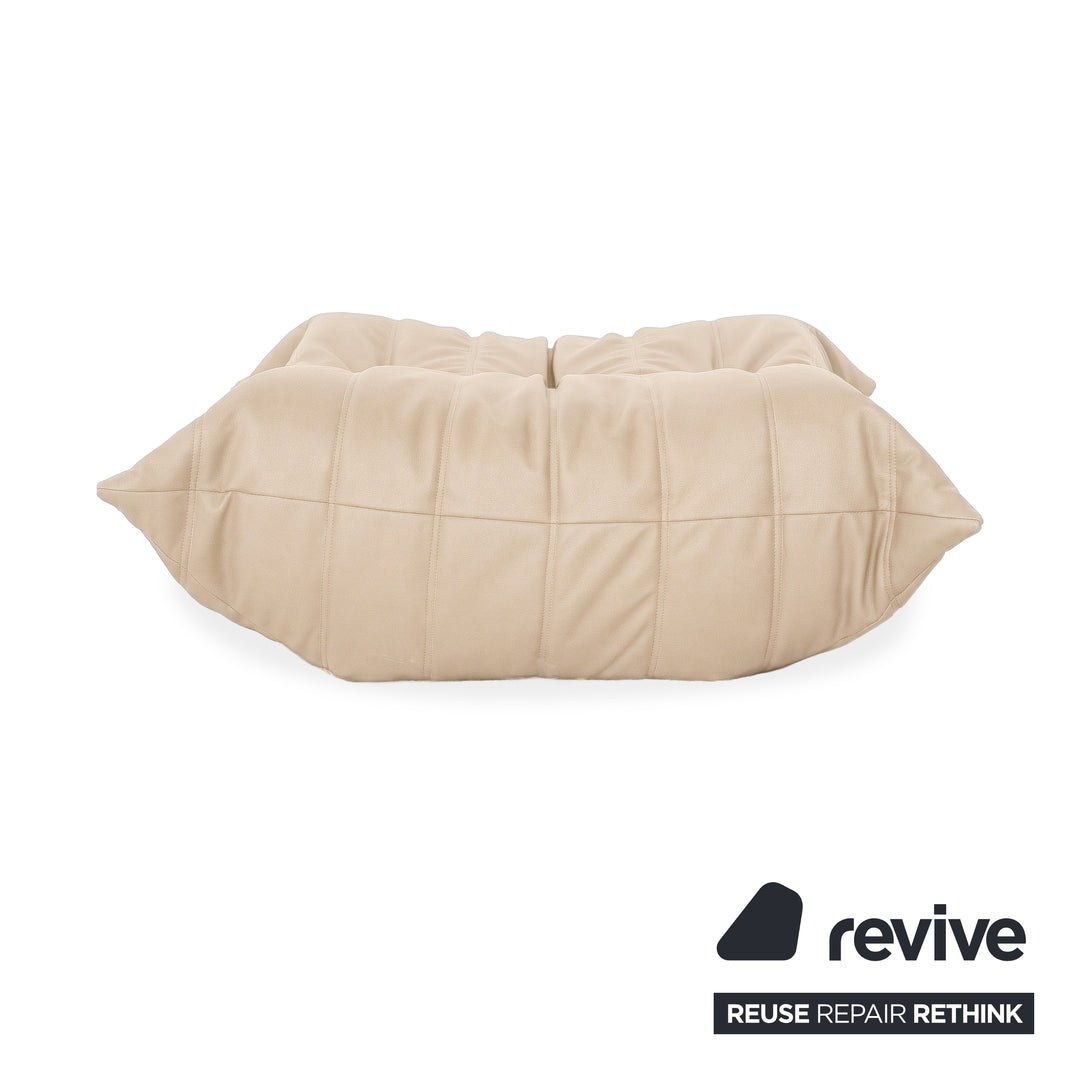 Ligne Roset Togo Cuir Vegan Repose-pieds Beige Taupe Retapissé