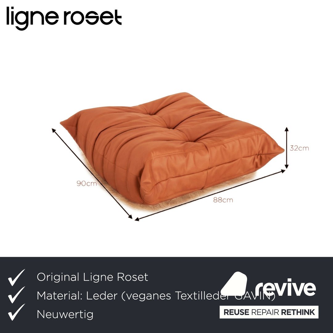 Ligne Roset Togo vegansk læder puf brun cognac nypolstret