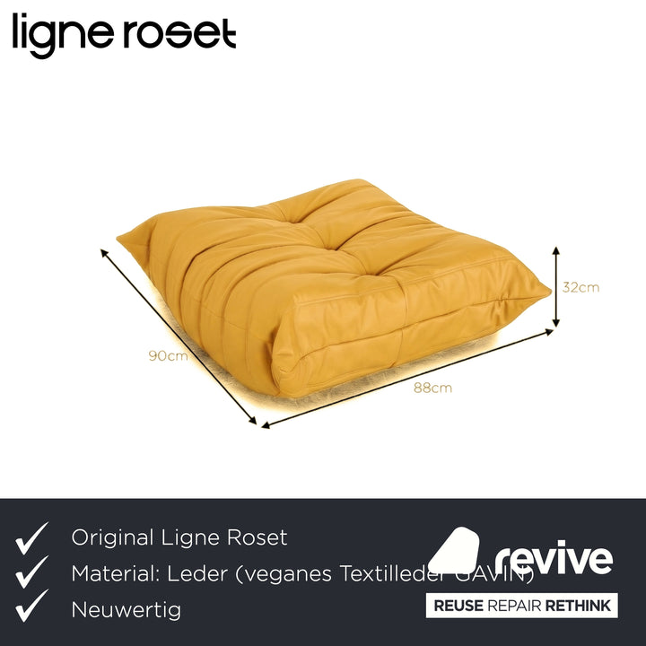 Ligne Roset Togo vegansk læder puf sennepsgul nypolstret