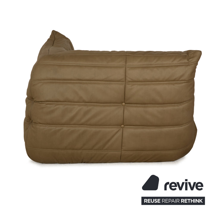 Ligne Roset Togo Veganes Leder Sessel Eckteil Olivgrün Khaki