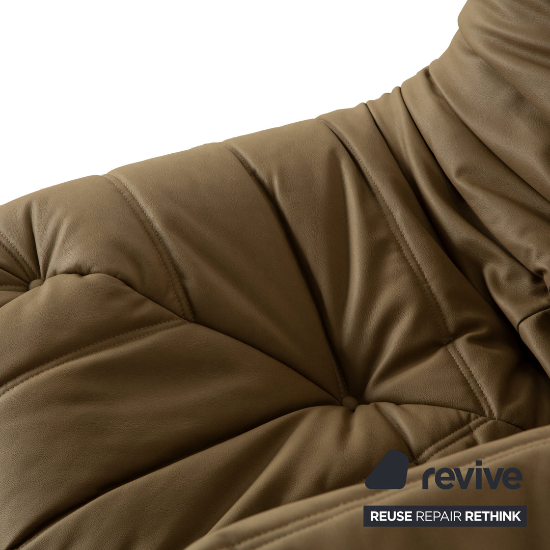 Ligne Roset Togo Veganes Leder Sessel Eckteil Olivgrün Khaki