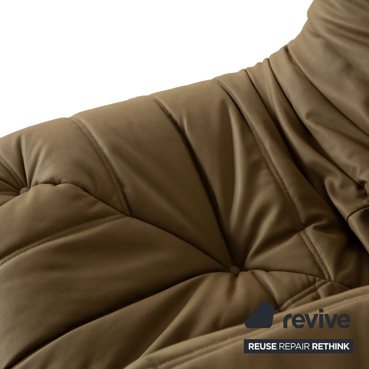 Ligne Roset Togo Veganes Leder Sessel Eckteil Olivgrün Khaki