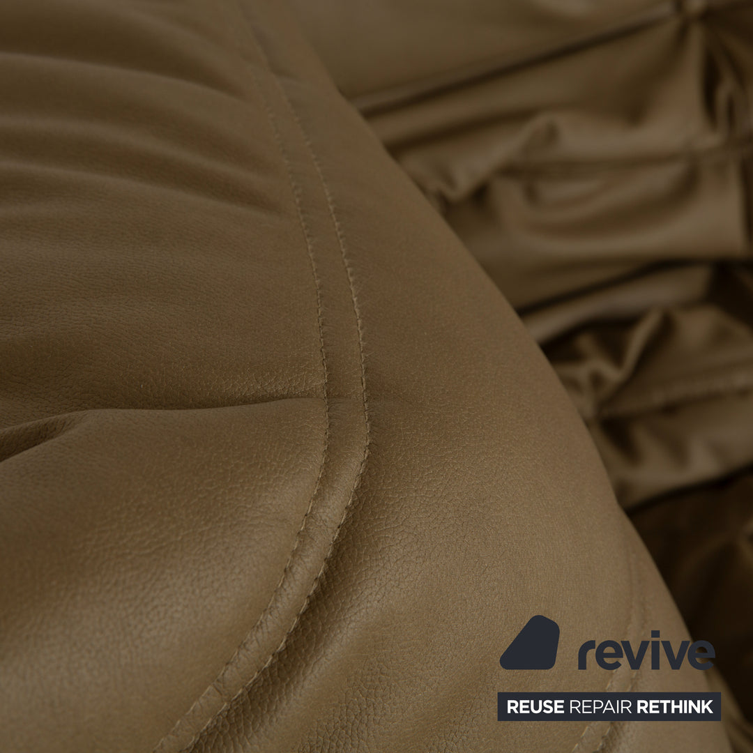 Ligne Roset Togo Veganes Leder Sessel Eckteil Olivgrün Khaki