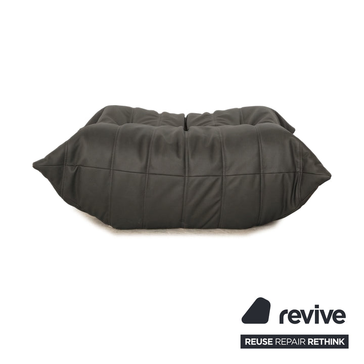 Ligne Roset Togo veganes Leder Stoff Hocker Anthrazit Neubezug GAVIN 117