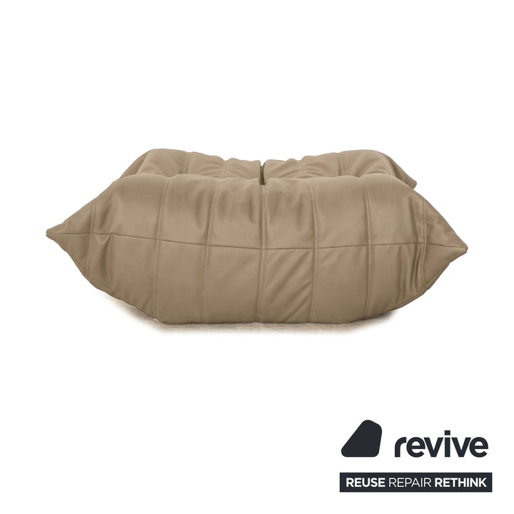 Ligne Roset Togo veganes Leder Stoff Hocker Beige Neubezug