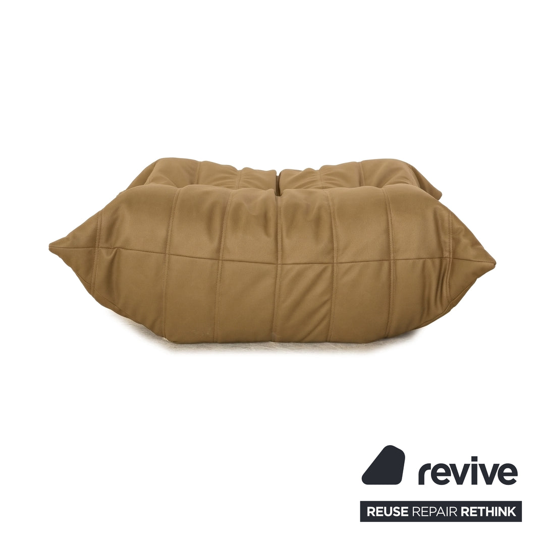 Ligne Roset Togo veganes Leder Stoff Hocker Gelb Neubezug