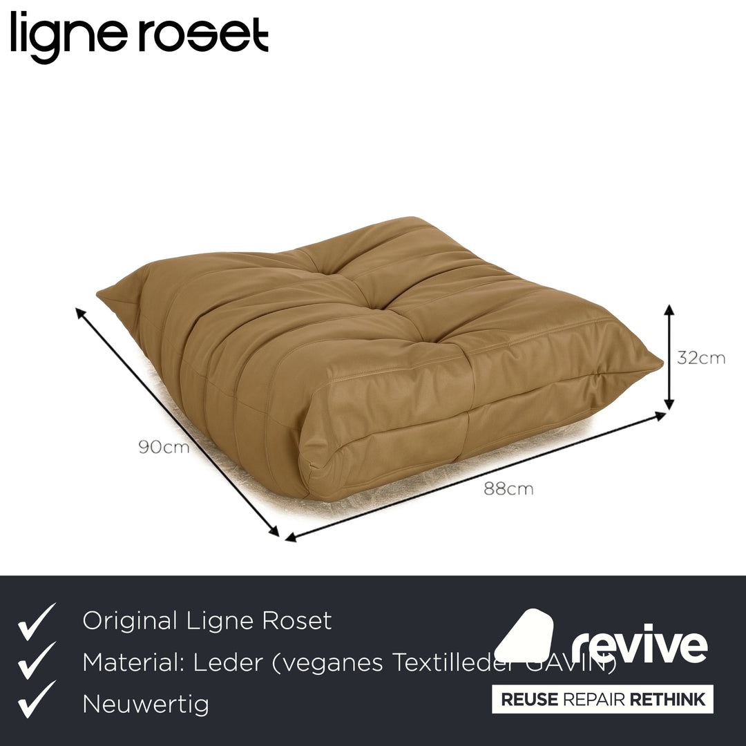 Ligne Roset Togo veganes Leder Stoff Hocker Gelb Neubezug