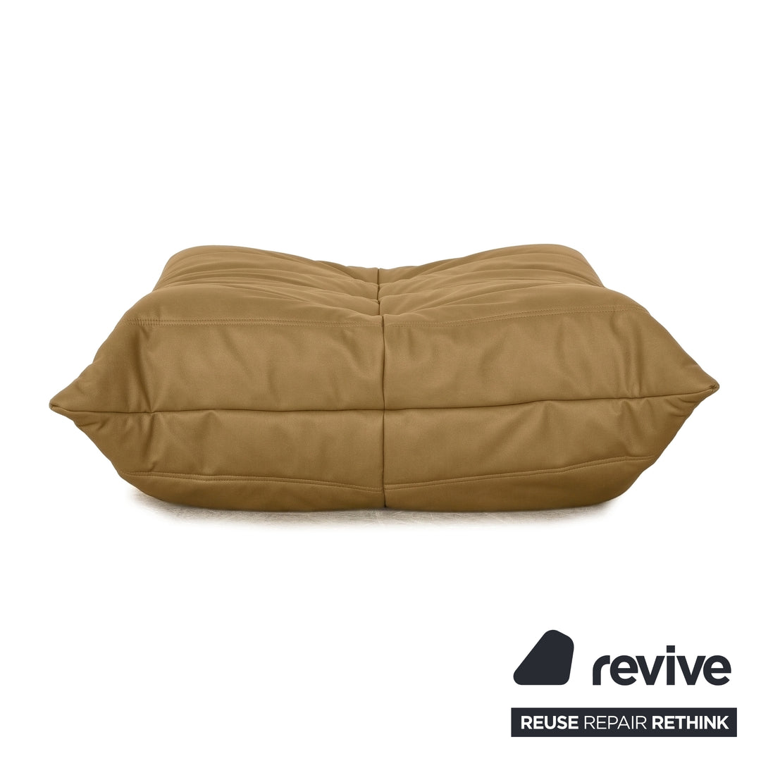 Ligne Roset Togo veganes Leder Stoff Hocker Gelb Neubezug