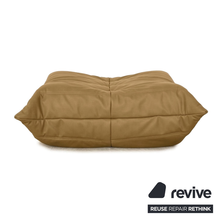 Ligne Roset Togo veganes Leder Stoff Hocker Gelb Neubezug