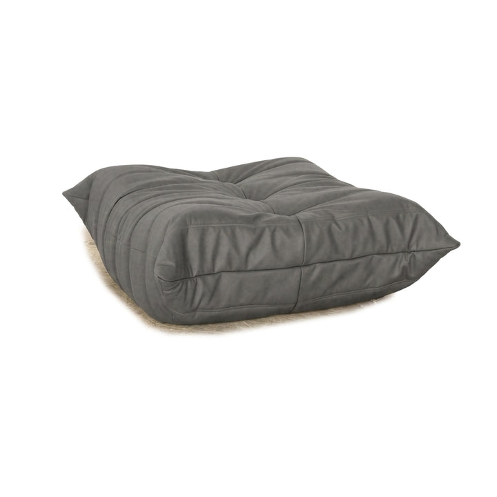 Ligne Roset Togo veganes Leder Stoff Hocker Grau Neubezug GAVIN 115