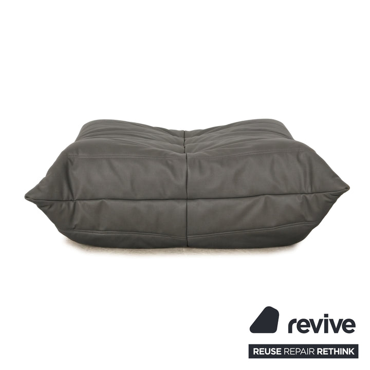 Ligne Roset Togo veganes Leder Stoff Hocker Grau Neubezug GAVIN 115