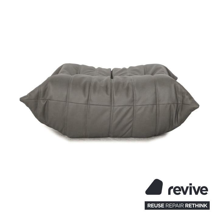 Ligne Roset Togo veganes Leder Stoff Hocker Grau Neubezug GAVIN 115