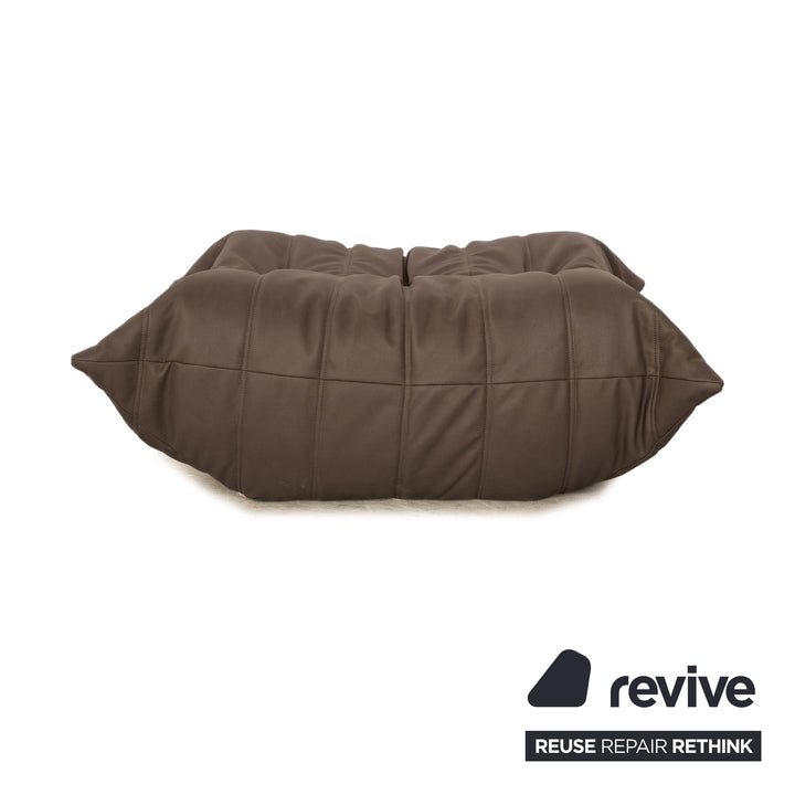 Ligne Roset Togo veganes Leder Stoff Hocker Mokka Neubezug