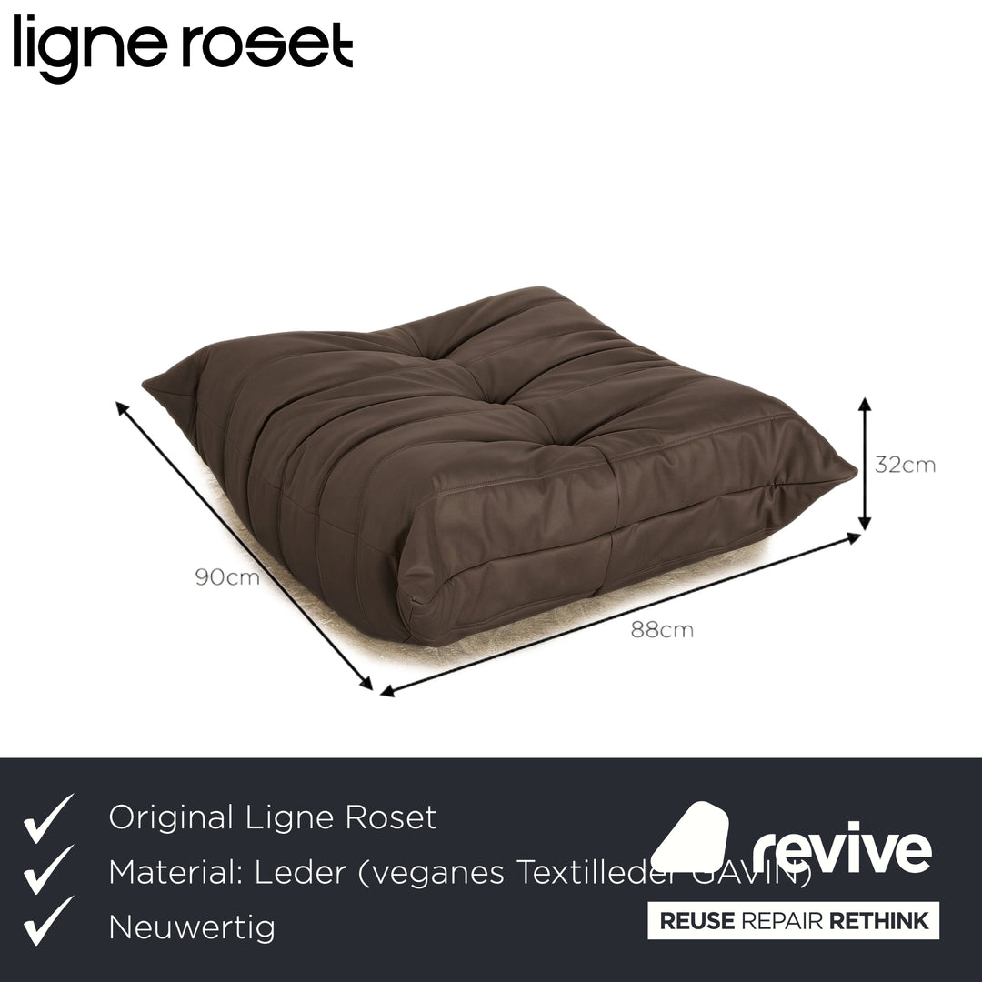 Ligne Roset Togo veganes Leder Stoff Hocker Mokka Neubezug