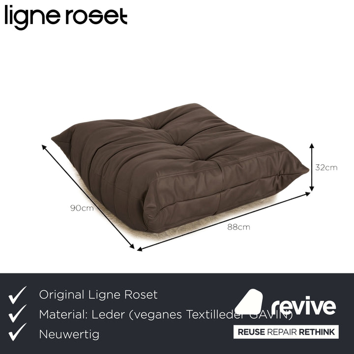 Ligne Roset Togo veganes Leder Stoff Hocker Mokka Neubezug