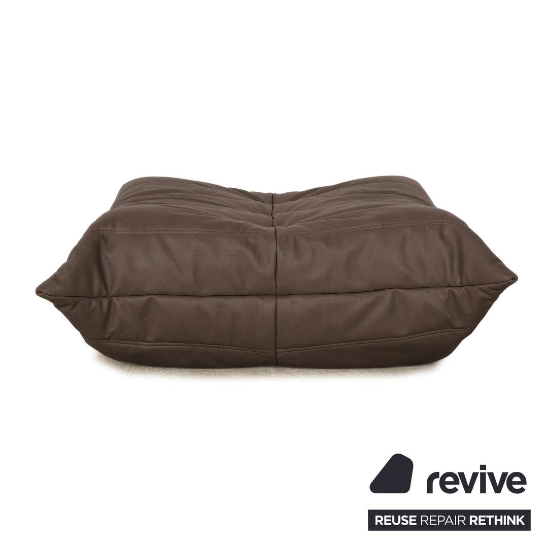 Ligne Roset Togo veganes Leder Stoff Hocker Mokka Neubezug