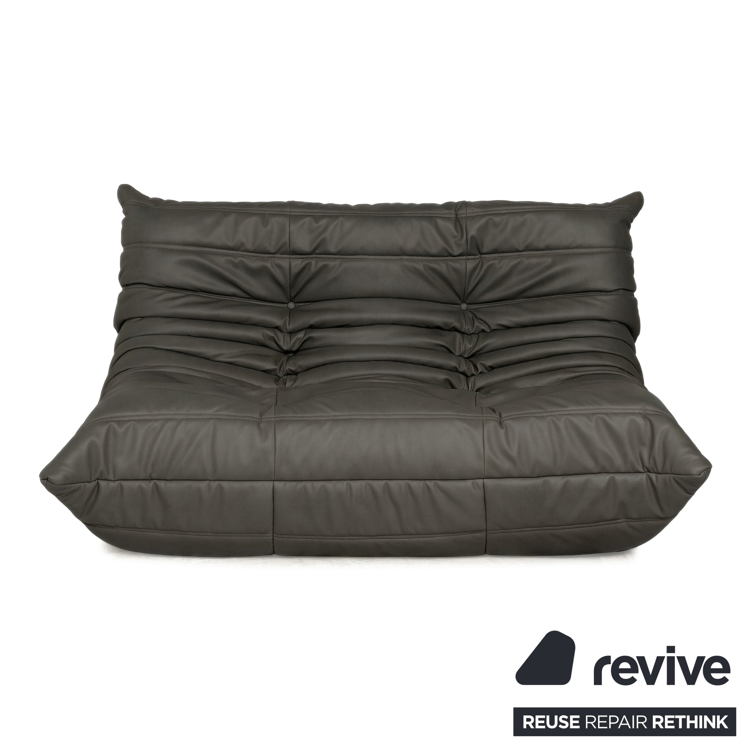 Ligne Roset Togo veganes Leder Stoff Sofa Garnitur Anthrazit 2x Zweisitzer und Eckteil Ecksofa Couch Neubezug GAVIN 117