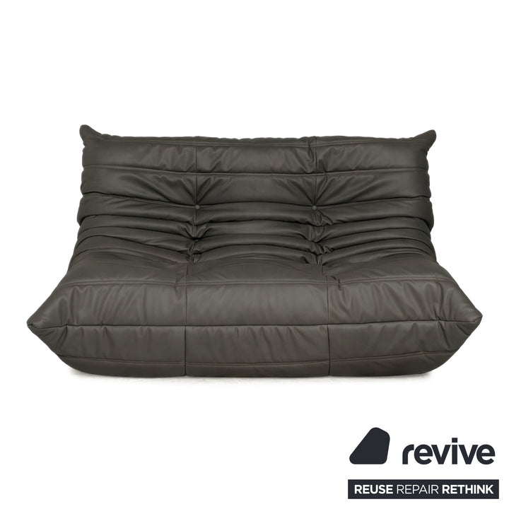 Ligne Roset Togo veganes Leder Stoff Sofa Garnitur Anthrazit 2x Zweisitzer und Eckteil Ecksofa Couch Neubezug GAVIN 117