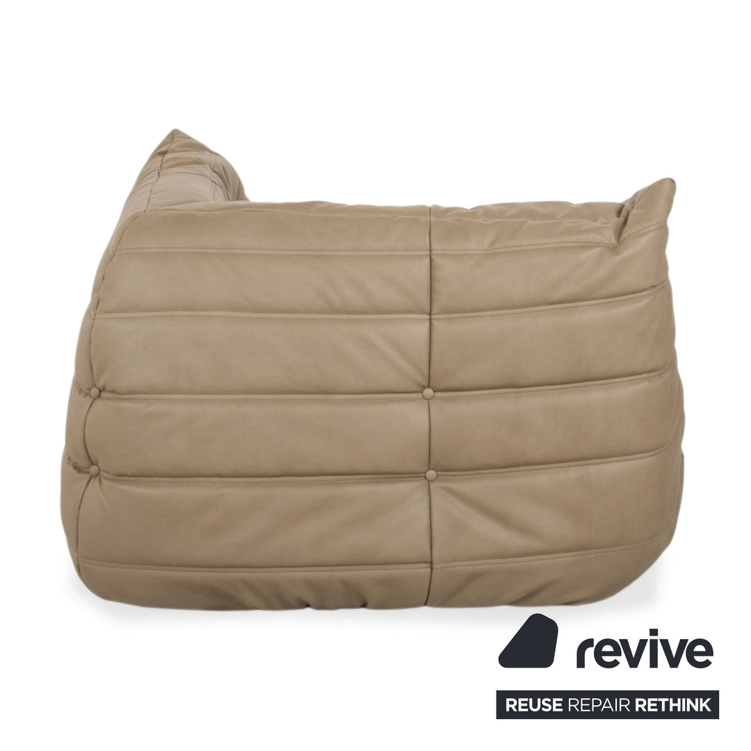 Ligne Roset Togo veganes Leder Stoff Sofa Garnitur Beige 2x Zweisitzer und Eckteil Ecksofa Couch Neubezug GAVIN 100