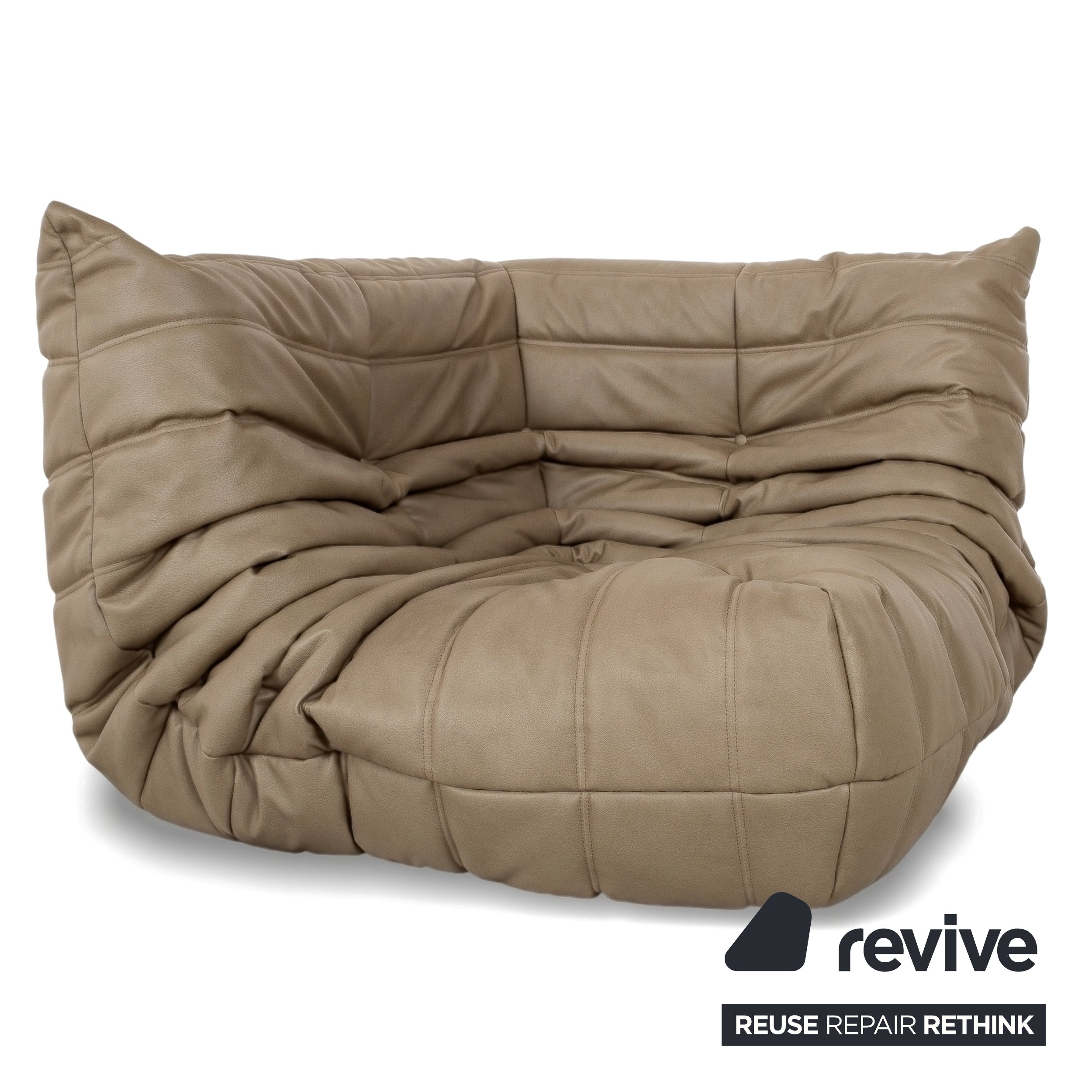 Ligne Roset Togo Vegan Leather Fabric Sofa Set Beige 2x Two-Seater and Corner Piece Corner Sofa Couch New Upholstery GAVIN 100