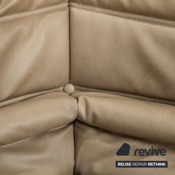 Ligne Roset Togo veganes Leder Stoff Sofa Garnitur Beige 2x Zweisitzer und Eckteil Ecksofa Couch Neubezug GAVIN 100