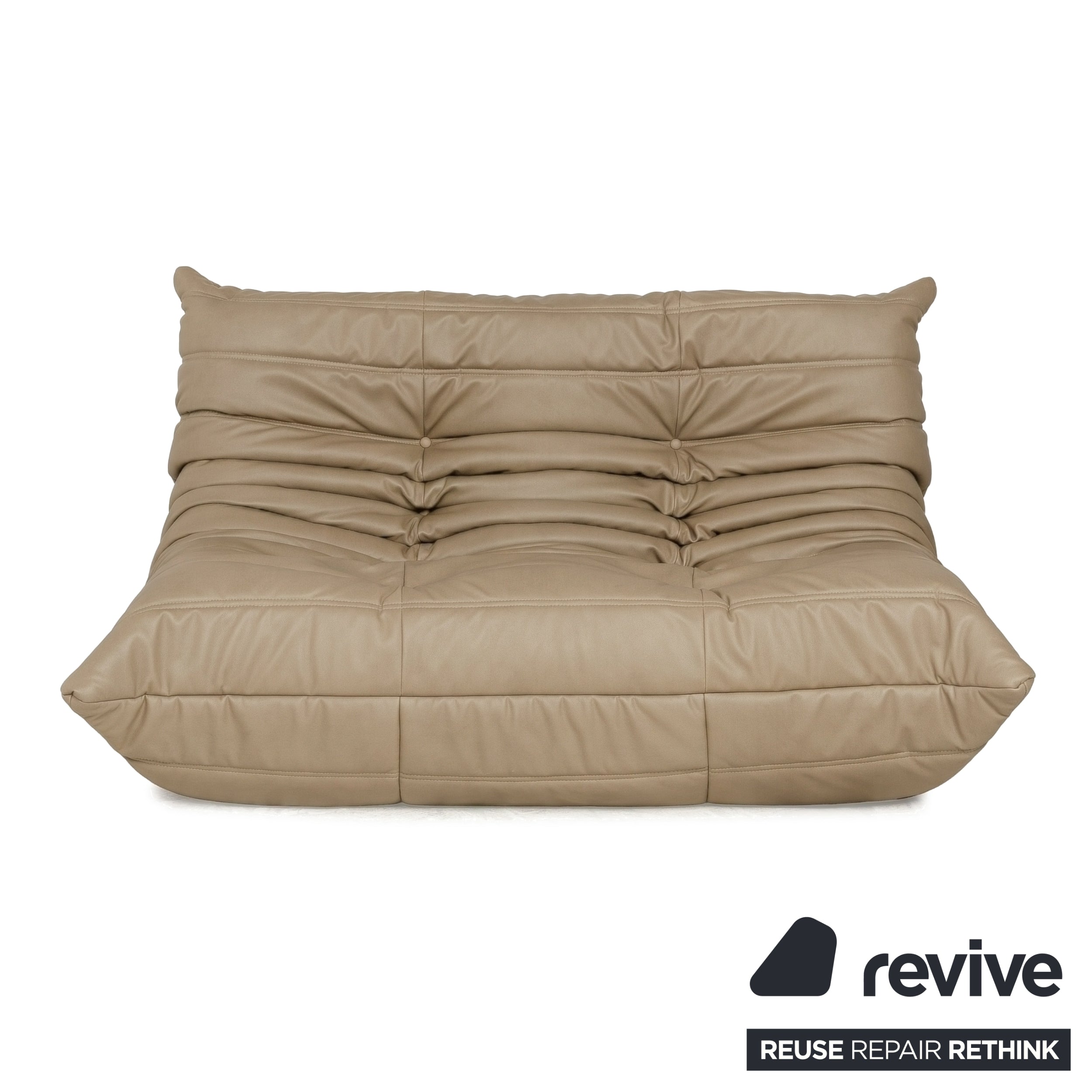 Ligne Roset Togo Vegan Leather Fabric Sofa Set Beige 2x Two-Seater and Corner Piece Corner Sofa Couch New Upholstery GAVIN 100