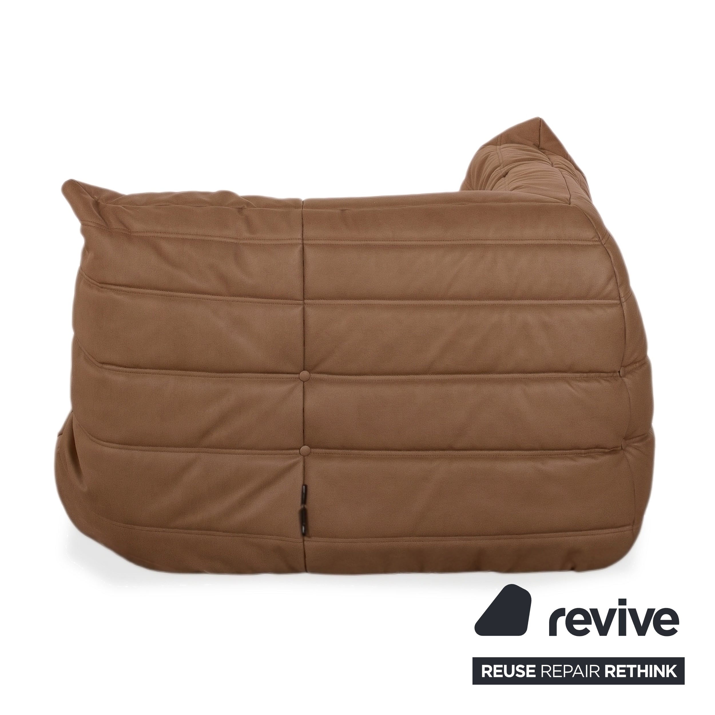 Ligne Roset Togo veganes Leder Stoff Sofa Garnitur Cognac 2x Zweisitzer und Eckteil Ecksofa Couch Neubezug GAVIN 103