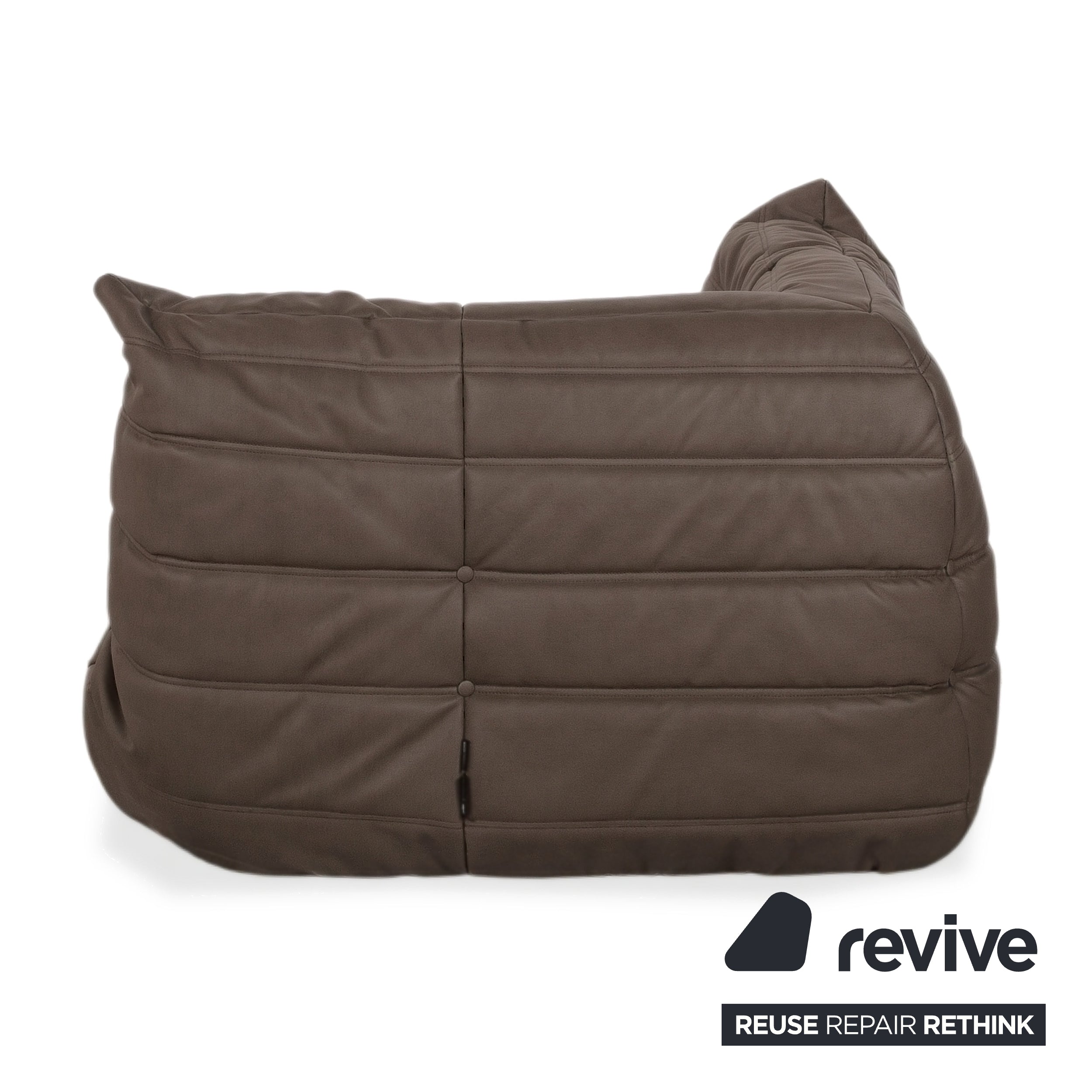Ligne Roset Togo veganes Leder Stoff Sofa Garnitur Dunkelbraun 2x Zweisitzer und Eckteil Ecksofa Couch Neubezug GAVIN 105