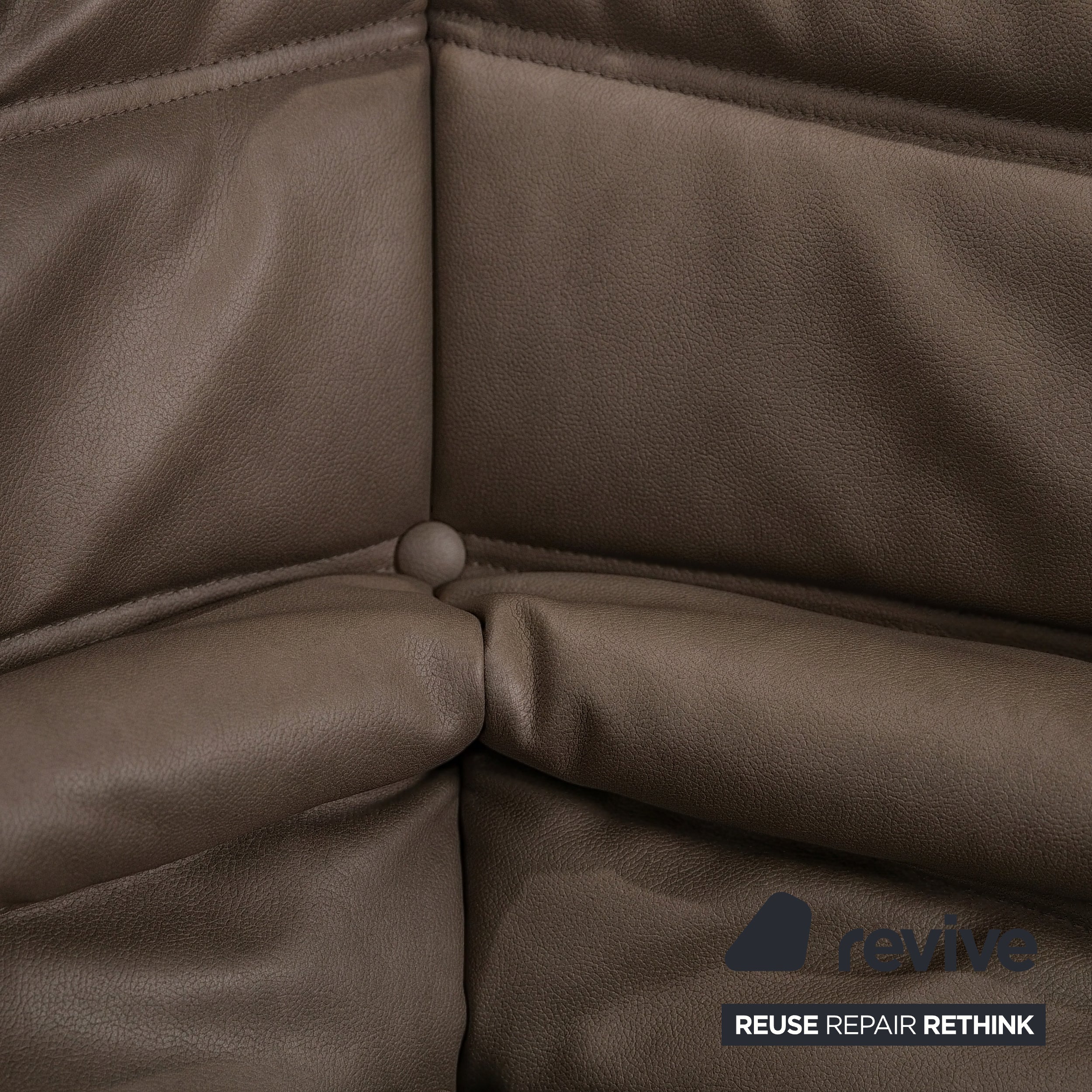 Ligne Roset Togo veganes Leder Stoff Sofa Garnitur Dunkelbraun 2x Zweisitzer und Eckteil Ecksofa Couch Neubezug GAVIN 105