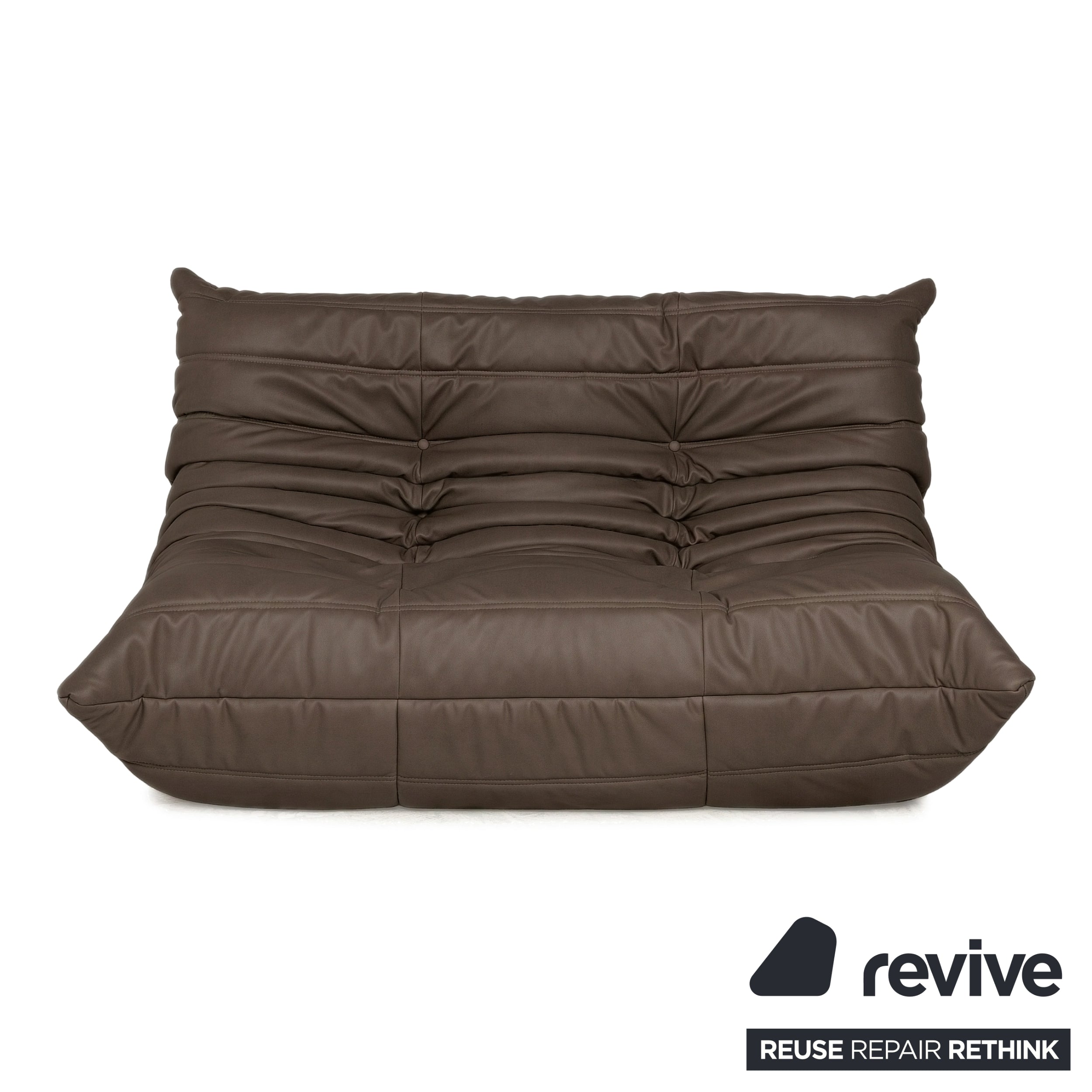 Ligne Roset Togo veganes Leder Stoff Sofa Garnitur Dunkelbraun 2x Zweisitzer und Eckteil Ecksofa Couch Neubezug GAVIN 105