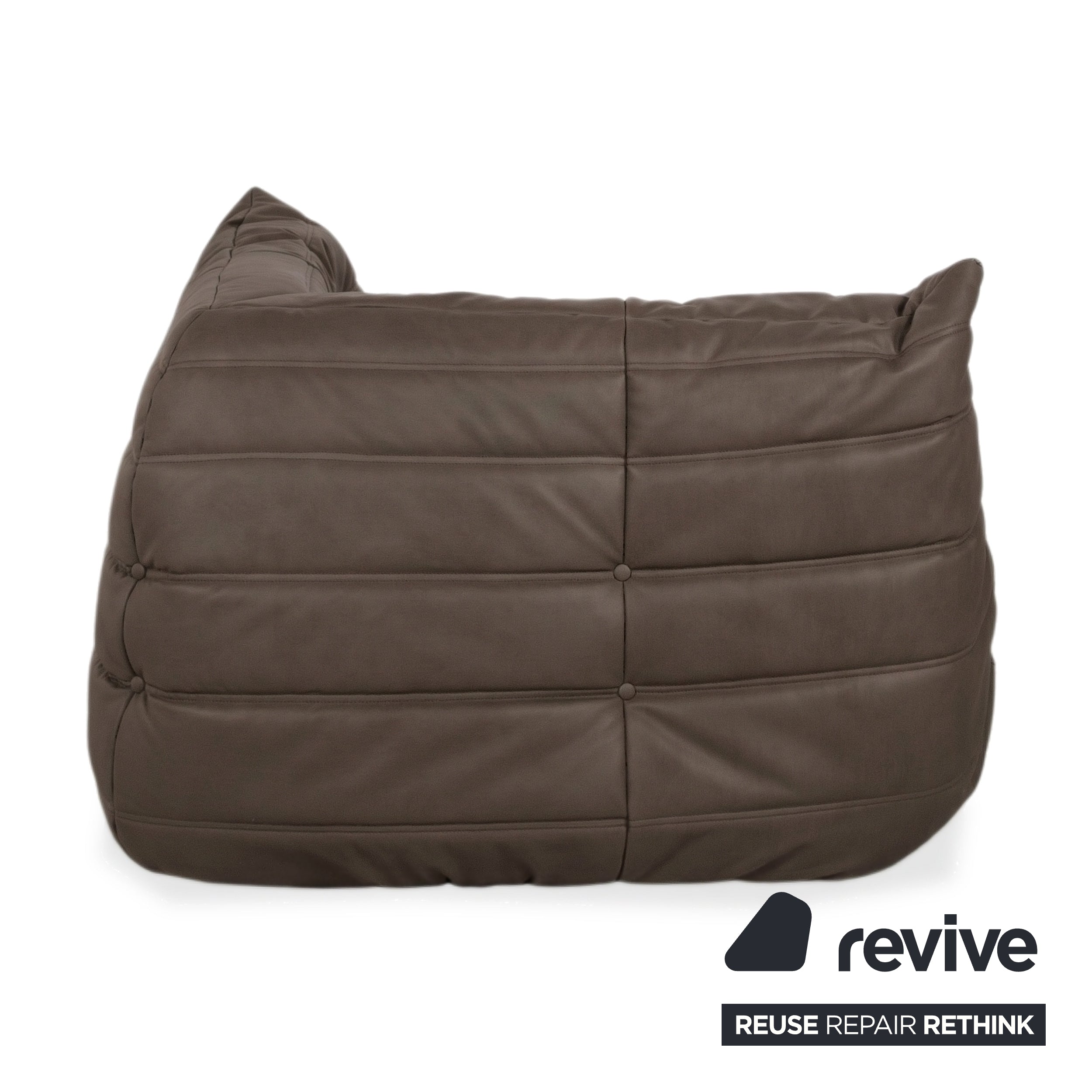 Ligne Roset Togo veganes Leder Stoff Sofa Garnitur Dunkelbraun 2x Zweisitzer und Eckteil Ecksofa Couch Neubezug GAVIN 105