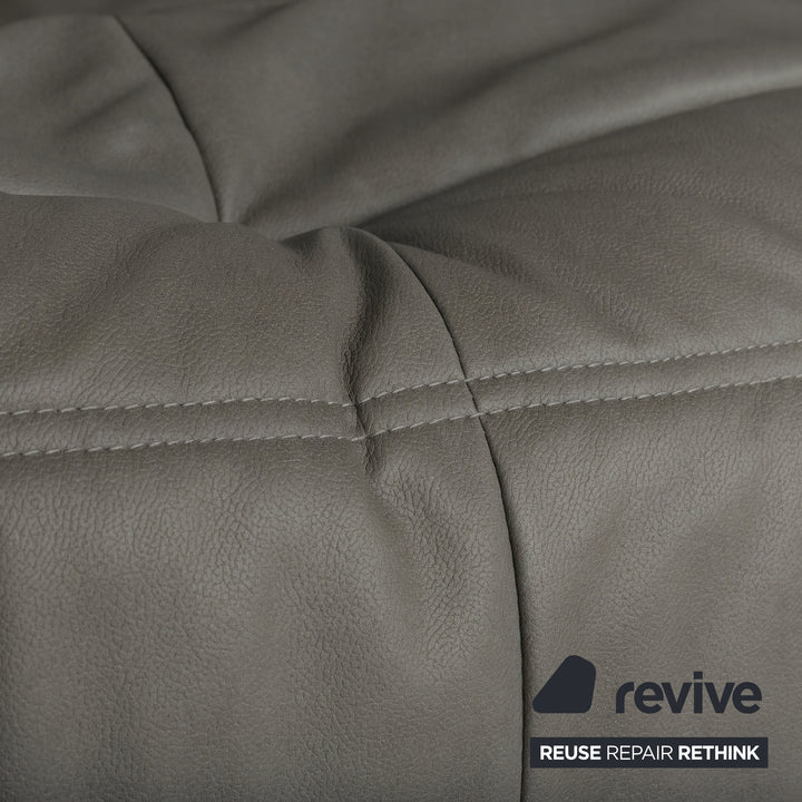 Ligne Roset Togo veganes Leder Stoff Sofa Garnitur Grau 2x Zweisitzer und Eckteil Ecksofa Couch Neubezug GAVIN 115