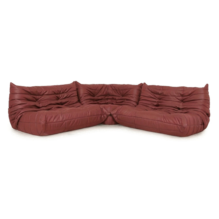 Ligne Roset Togo veganes Leder Stoff Sofa Garnitur Rostrot 2x Zweisitzer und Eckteil Ecksofa Couch Neubezug GAVIN 107