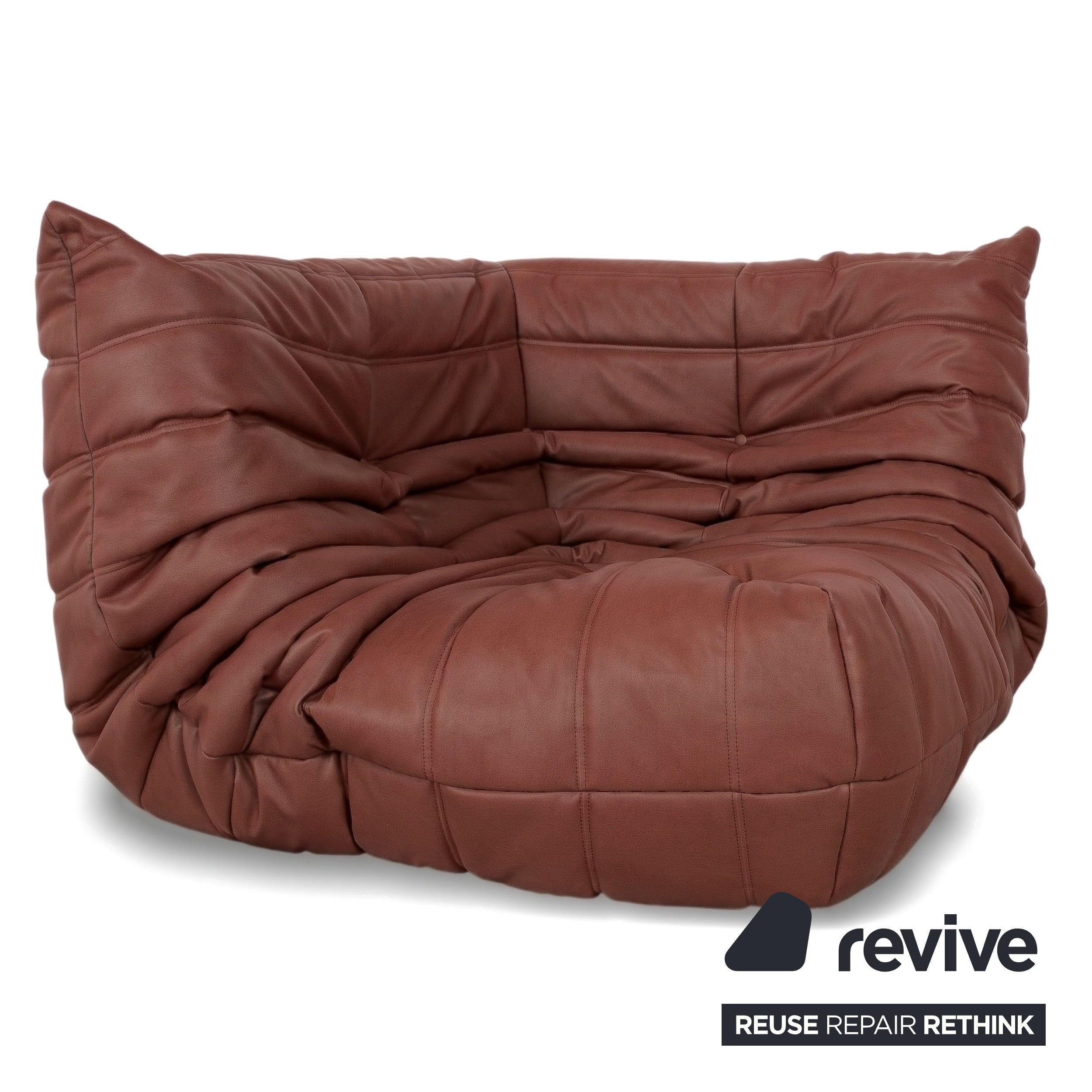 Ligne Roset Togo veganes Leder Stoff Sofa Garnitur Rostrot 2x Zweisitzer und Eckteil Ecksofa Couch Neubezug GAVIN 107