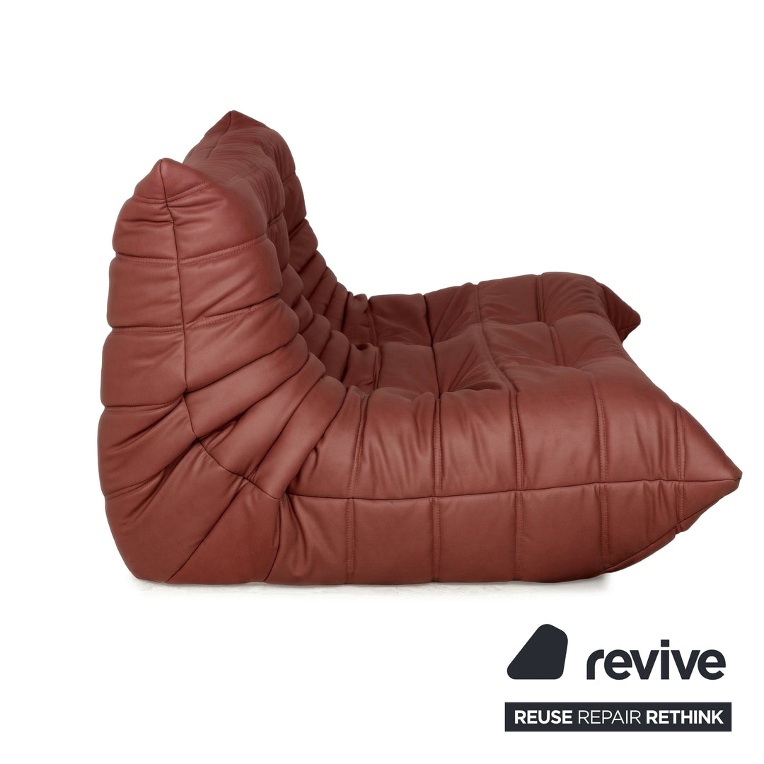 Ligne Roset Togo veganes Leder Stoff Sofa Garnitur Rostrot 2x Zweisitzer und Eckteil Ecksofa Couch Neubezug GAVIN 107