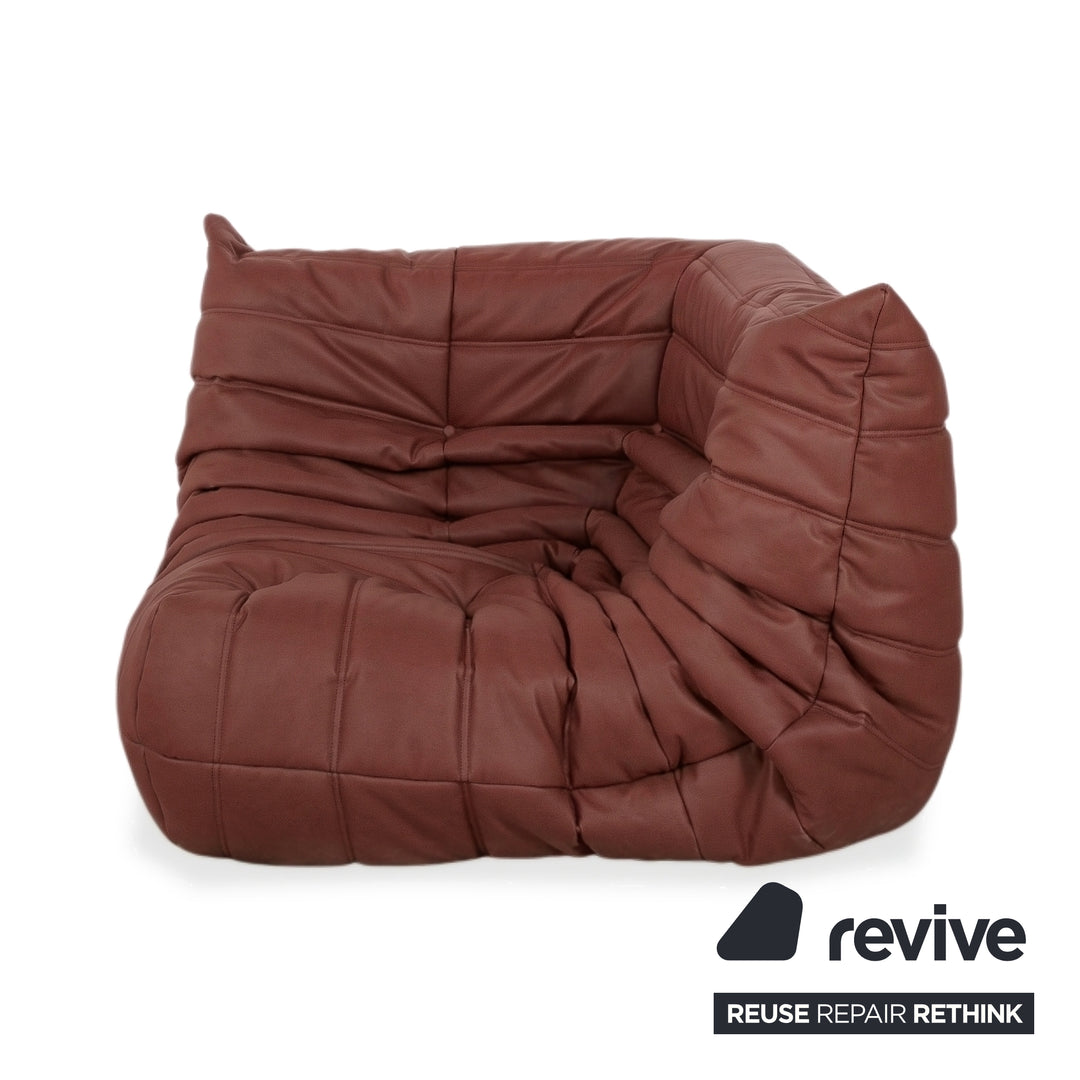 Ligne Roset Togo veganes Leder Stoff Sofa Garnitur Rostrot 2x Zweisitzer und Eckteil Ecksofa Couch Neubezug GAVIN 107