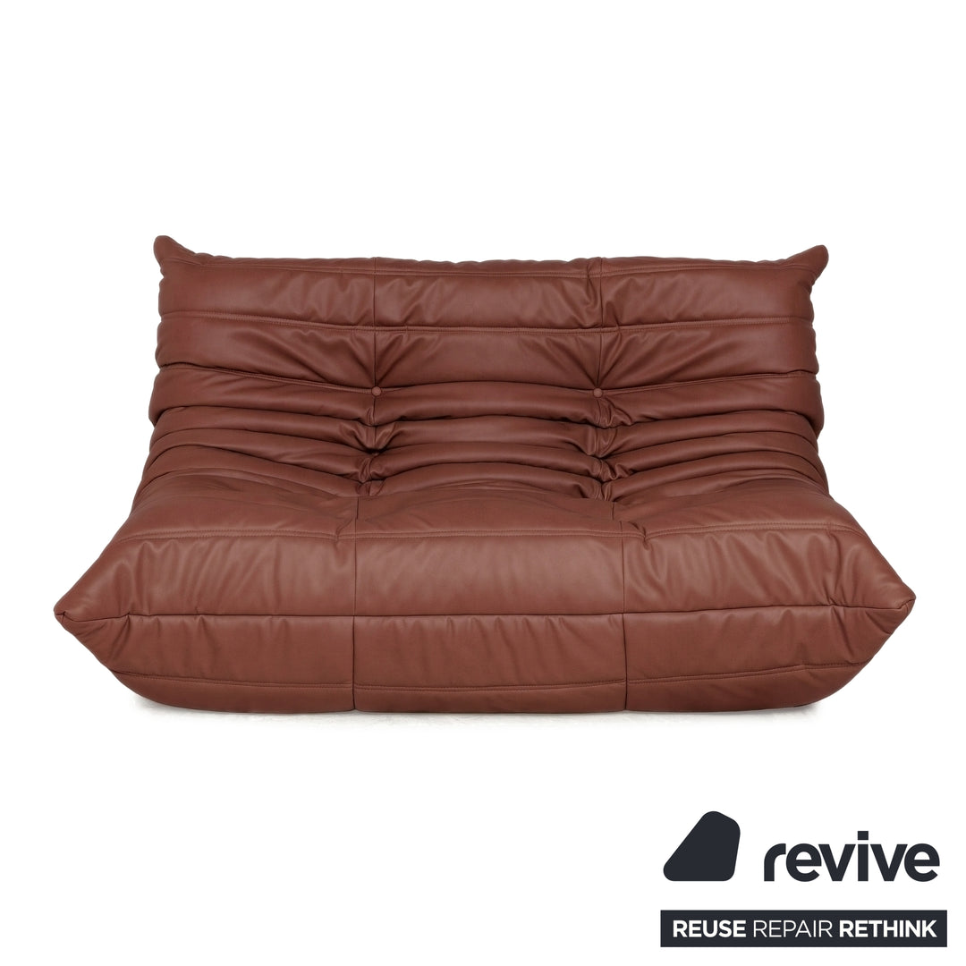 Ligne Roset Togo veganes Leder Stoff Sofa Garnitur Rostrot 2x Zweisitzer und Eckteil Ecksofa Couch Neubezug GAVIN 107