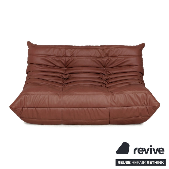 Ligne Roset Togo veganes Leder Stoff Sofa Garnitur Rostrot 2x Zweisitzer und Eckteil Ecksofa Couch Neubezug GAVIN 107