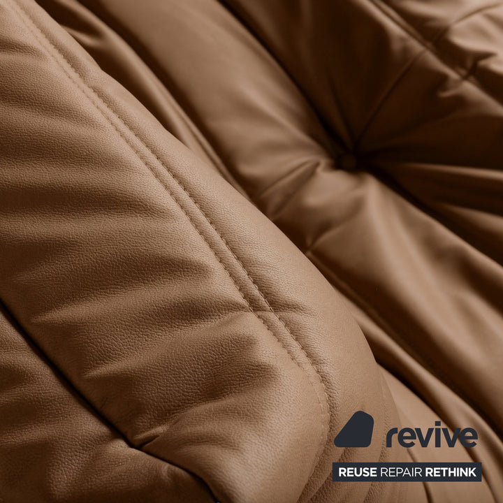 Ligne Roset Togo Veganes Leder Zweisitzer Cognac Sofa Couch Neubezug