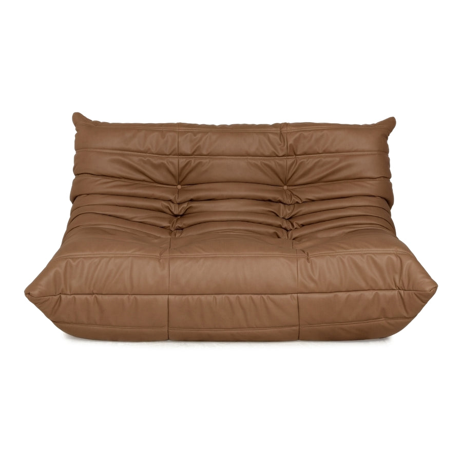 Ligne Roset Togo Veganes Leder Zweisitzer Cognac Sofa Couch Neubezug