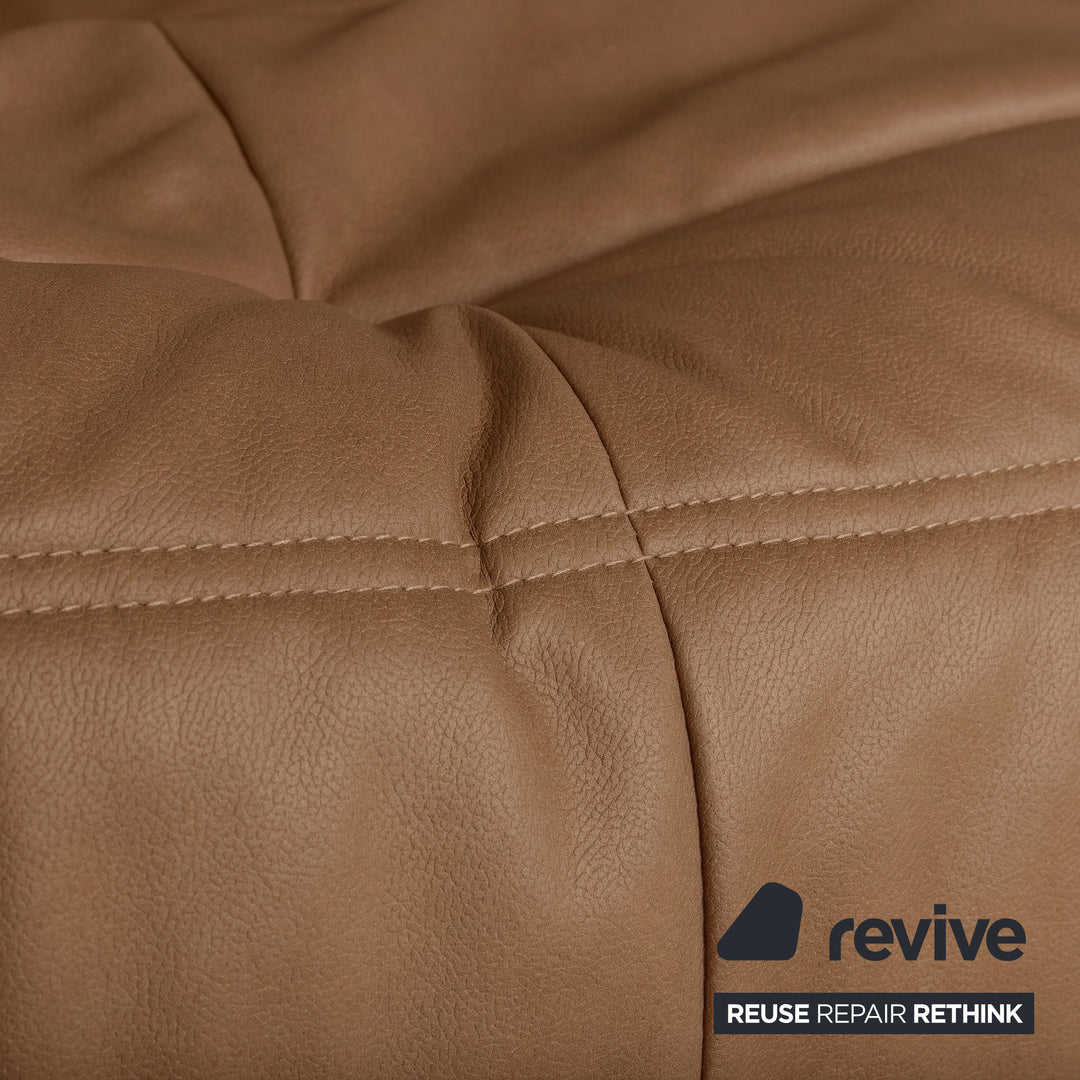Ligne Roset Togo Veganes Leder Zweisitzer Cognac Sofa Couch Neubezug